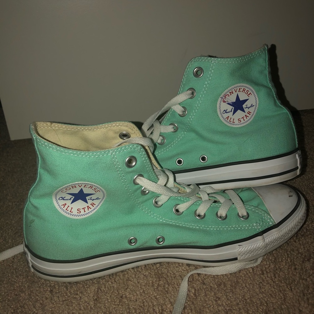 turquoise/mint converse shoes